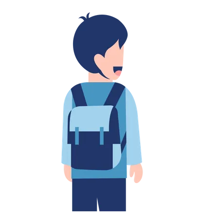 Junge, Schüler, Mit, Schultasche  Illustration