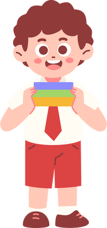 Junge Student tragen Bücher  Illustration