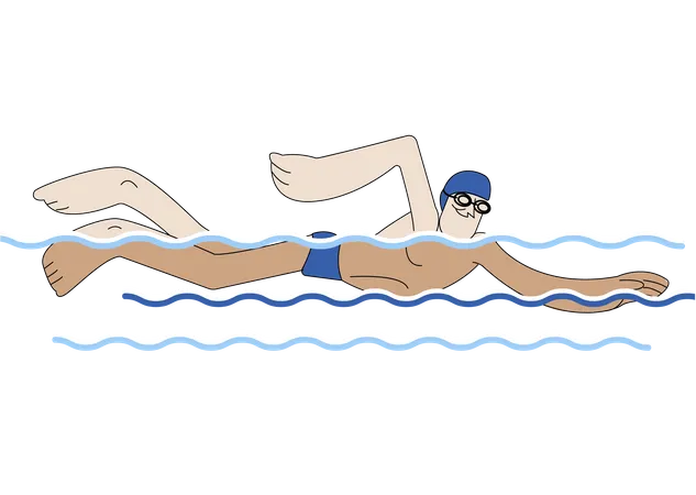 Junge, Schwimmen  Illustration