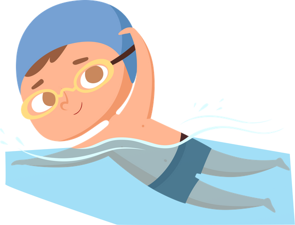 Junge, Schwimmen  Illustration