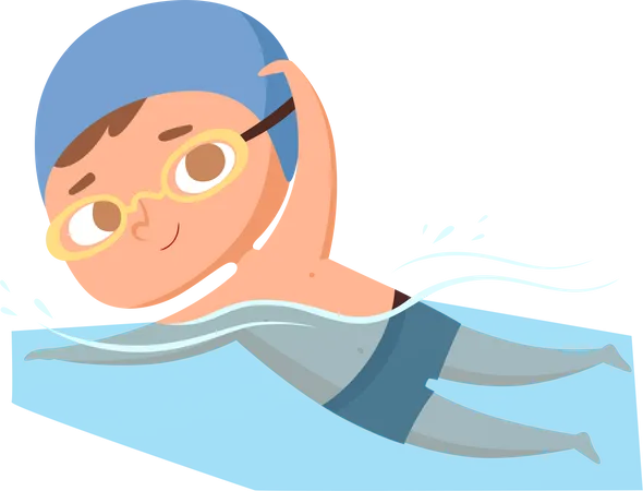 Junge, Schwimmen  Illustration