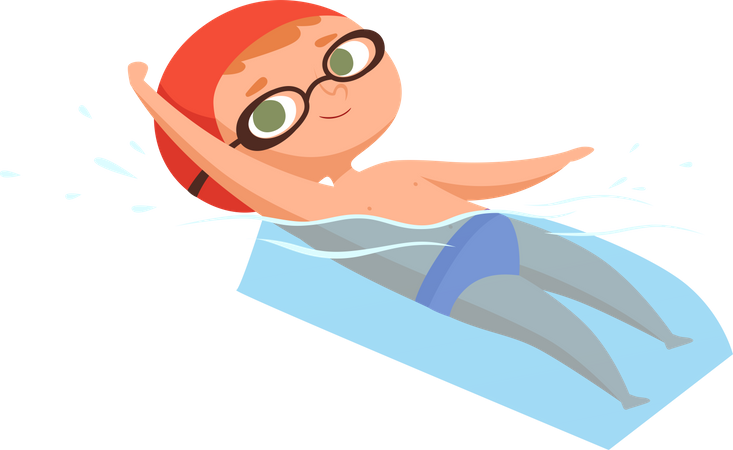 Junge schwimmt im Pool  Illustration