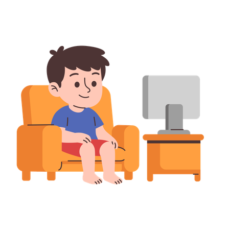 Junge vor dem Fernseher  Illustration