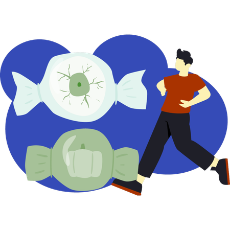 Junge mit gruseliger Augenweide  Illustration