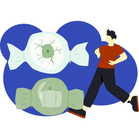 Junge mit gruseliger Augenweide  Illustration