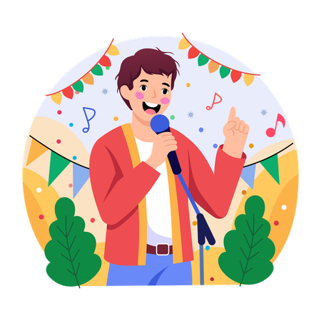 Junge singt in der Musicalnacht  Illustration