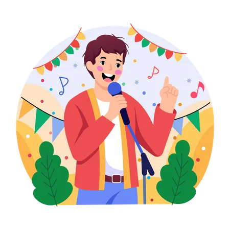 Junge singt in der Musicalnacht  Illustration