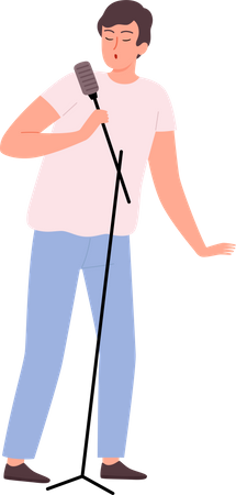 Junge singt Karaoke  Illustration