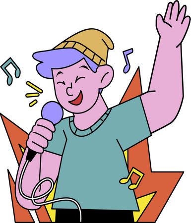 Junge singt Karaoke-Lied  Illustration