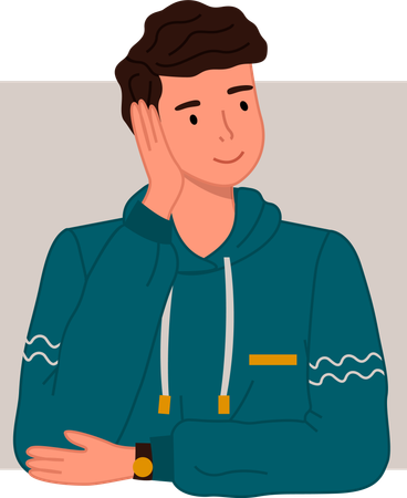 Junge sitzt mit Pullover  Illustration