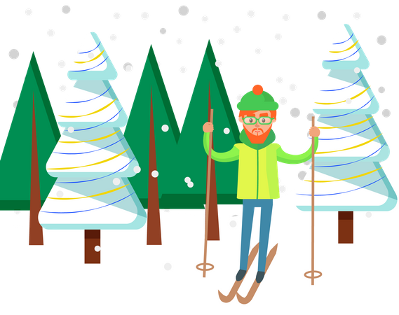 Junge Skifahren  Illustration