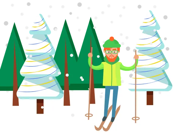 Junge Skifahren  Illustration