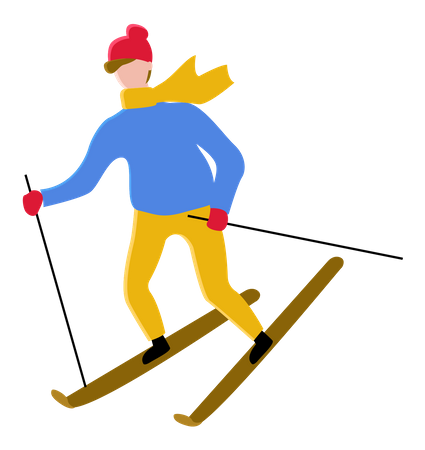 Junge Skifahren  Illustration