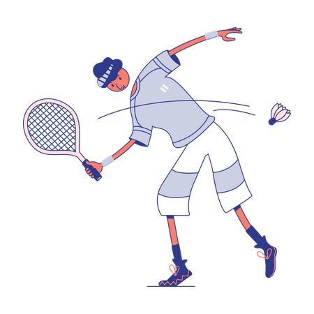 Junge spielt Badminton  Illustration