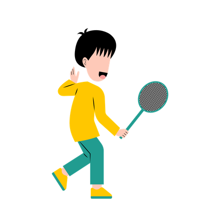 Junge spielt Badminton  Illustration