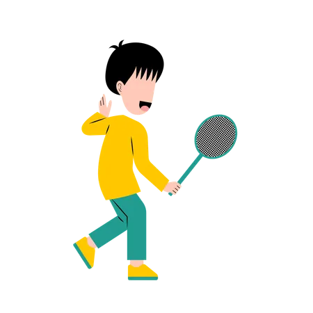 Junge spielt Badminton  Illustration