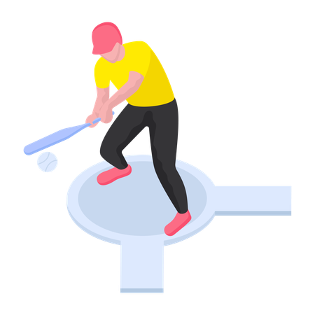Junge spielt Baseball  Illustration