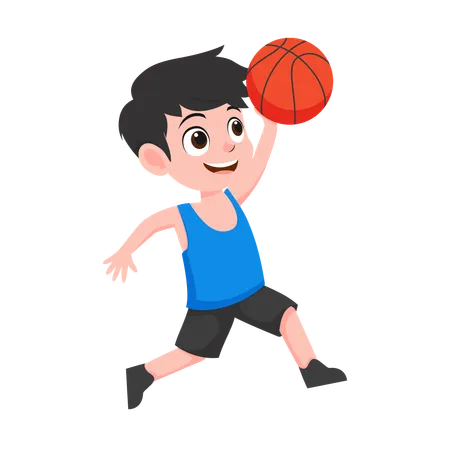 Junge spielt Basketball  Illustration