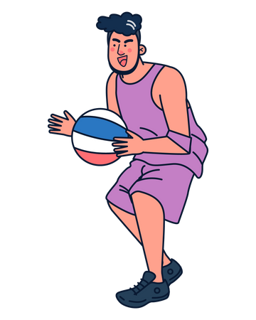 Junge spielt Basketball  Illustration