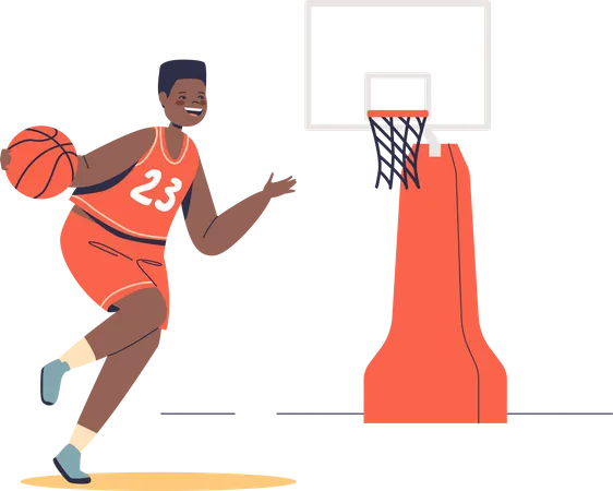 Junge spielt Basketball  Illustration