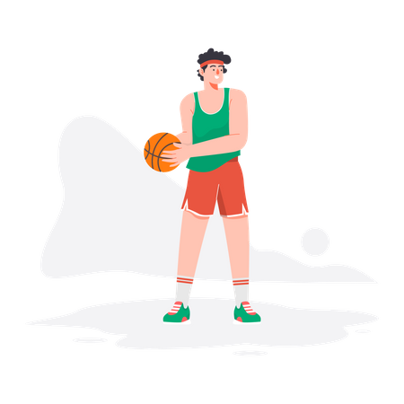 Junge spielt Basketball  Illustration