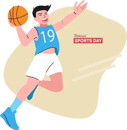 Junge spielt Basketball  Illustration