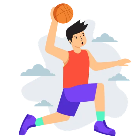 Junge spielt Basketball  Illustration