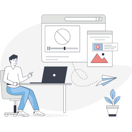 Junge spielt Blockvideo  Illustration