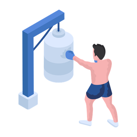 Junge spielt Boxen  Illustration