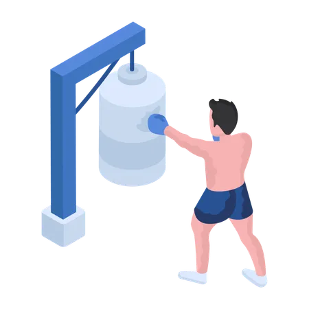 Junge spielt Boxen  Illustration