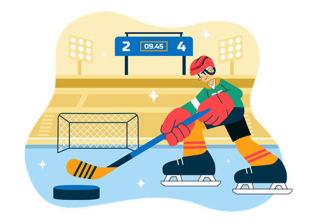 Junge spielt Eishockey Sport  Illustration