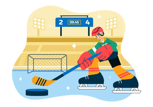 Junge spielt Eishockey Sport  Illustration