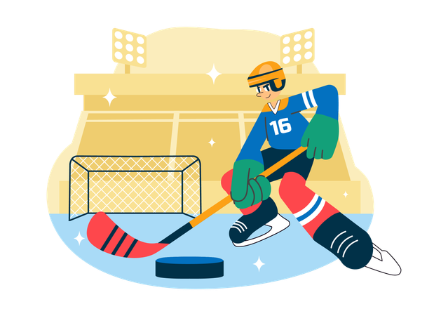Junge spielt Eishockey Sport  Illustration