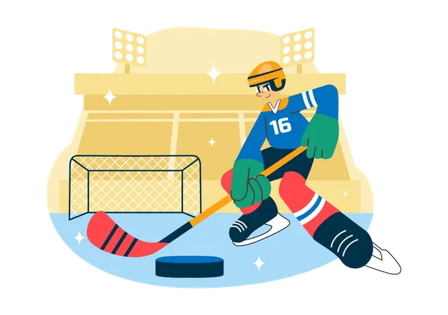 Junge spielt Eishockey Sport  Illustration