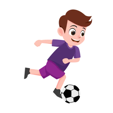 Junge spielt Fußball  Illustration