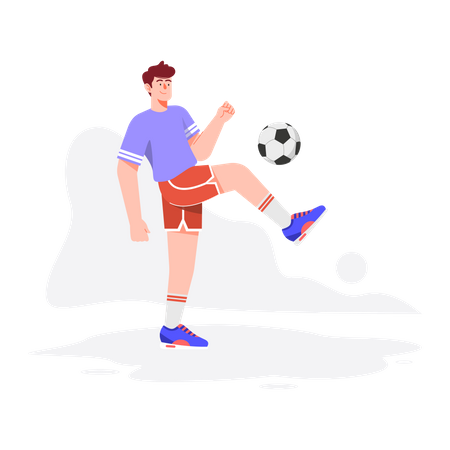 Junge spielt Fußball  Illustration