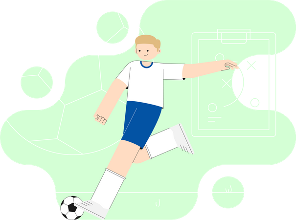 Junge kickt Fußball  Illustration