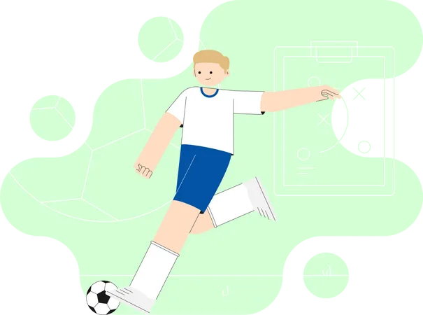 Junge kickt Fußball  Illustration