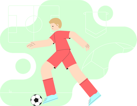 Junge kickt Fußball  Illustration