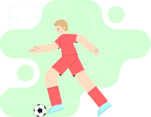 Junge kickt Fußball  Illustration