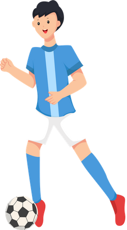 Junge spielt Fußball  Illustration