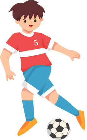 Junge spielt Fußball  Illustration