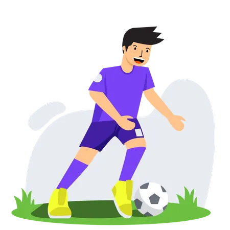 Junge spielt Fußball  Illustration