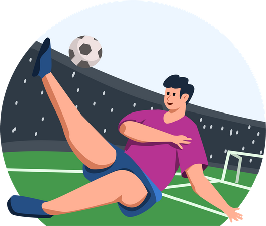 Junge spielt Fußball  Illustration