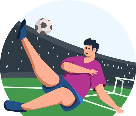 Junge spielt Fußball  Illustration