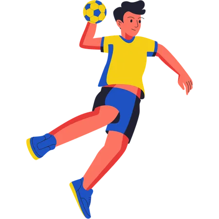 Junge spielt Handball  Illustration