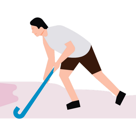 Junge spielt Hockey  Illustration