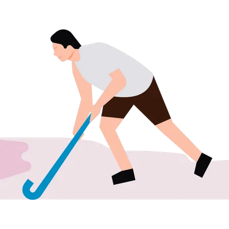 Junge spielt Hockey  Illustration