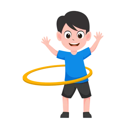 Junge spielt Hula Hoop  Illustration