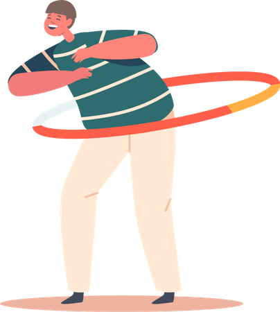 Junge spielt mit Hula Hoop  Illustration